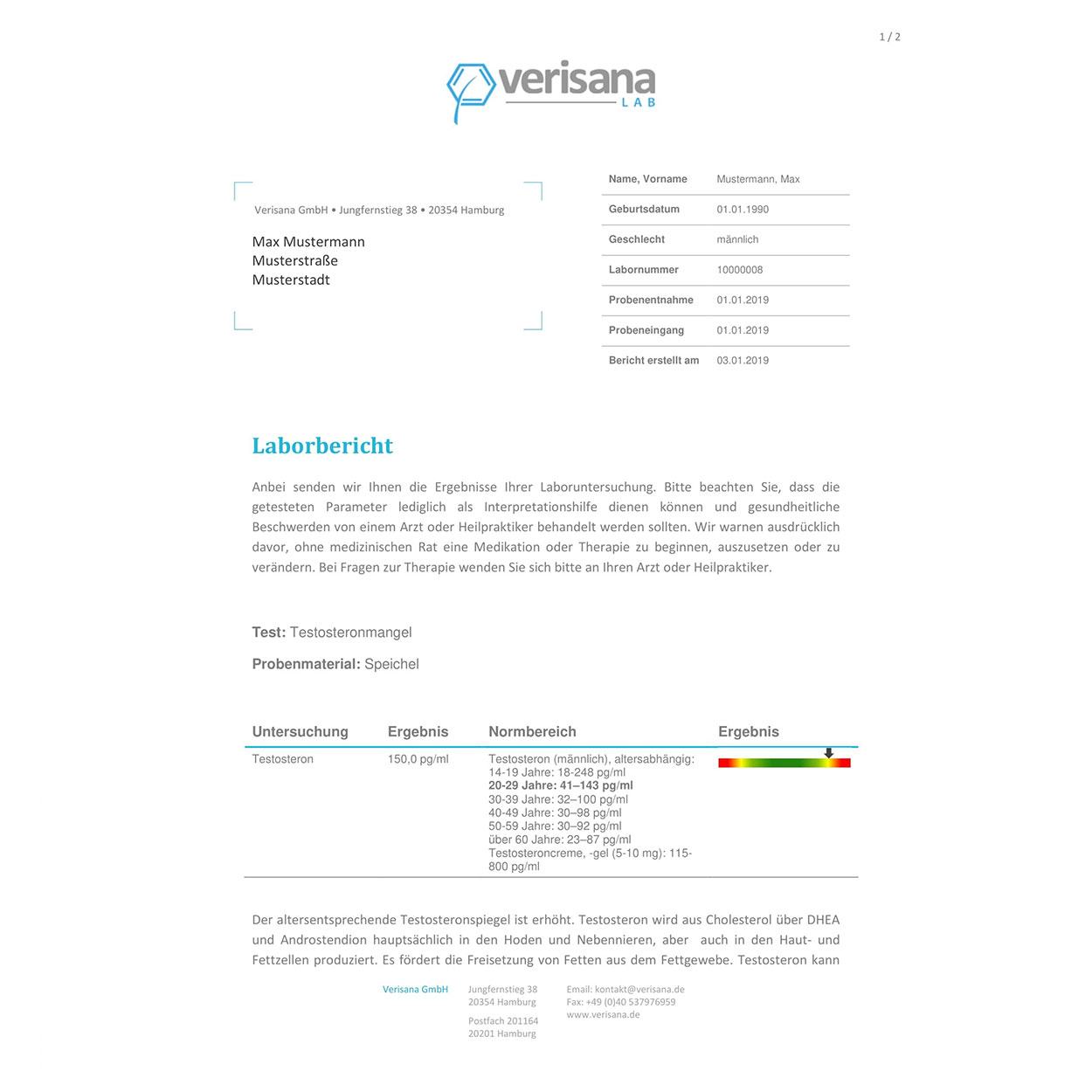 Testosteronmangel Test Speicheltest Fur Zu Hause Verisana Labor